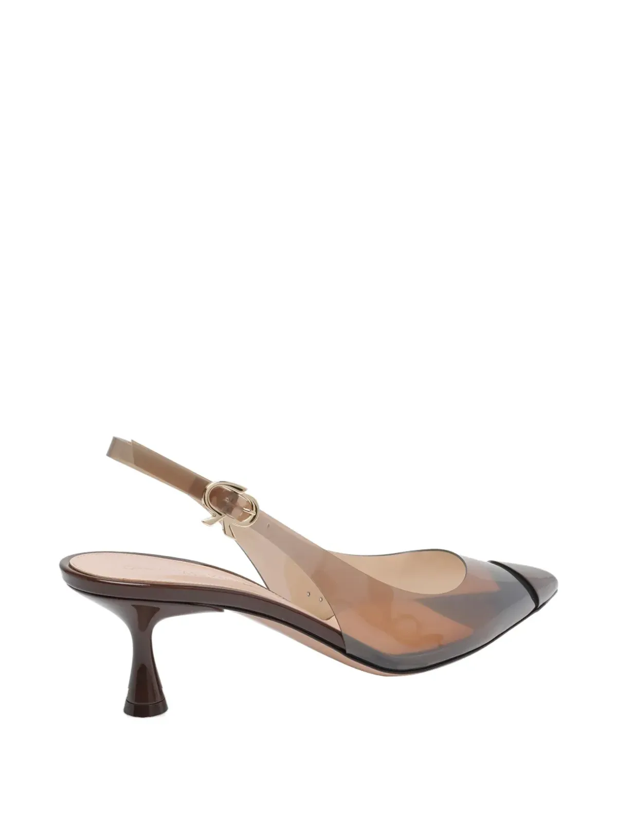 Gianvito Rossi スリングバック透明トゥパンプス ブラウン - 画像4