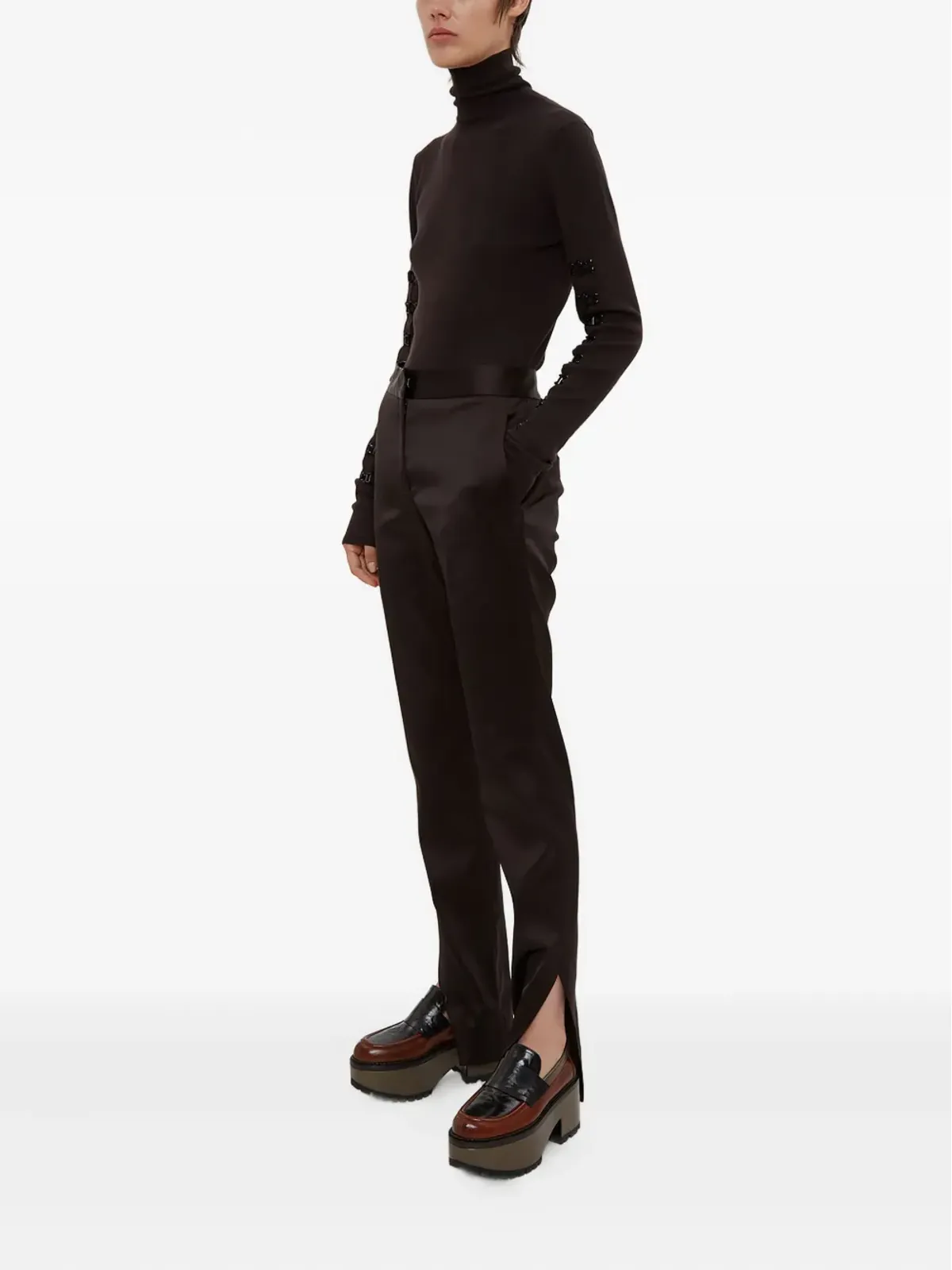 Olivier Theyskens スプリットヘム サテンパンツ - 画像2