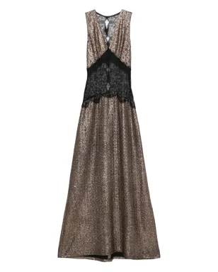 MIAU by Clara Rotescu Sokar lace-insert glitter maxi dress - Gold - サムネイル1
