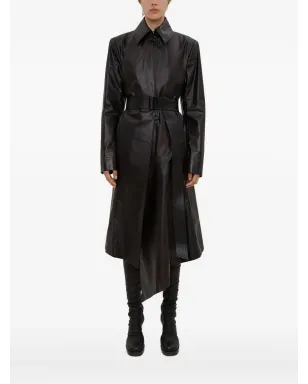 Olivier Theyskens ポインテッドカラー ベルテッド レザーコート - サムネイル1