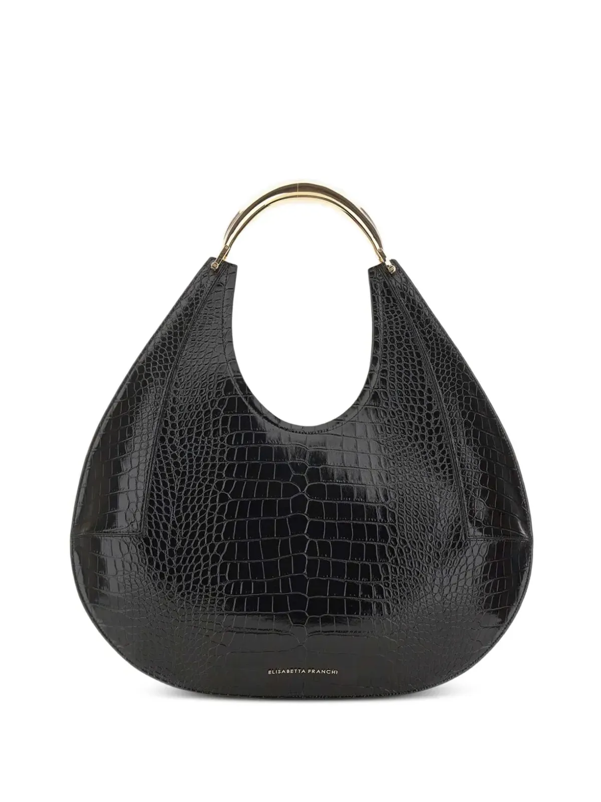 Elisabetta Franchi クロコダイル型押し ジュエルハンドル トートバッグ - 画像1