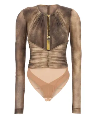 Elisabetta Franchi 蛇柄プリントのギャザー入りボディスーツ - サムネイル1