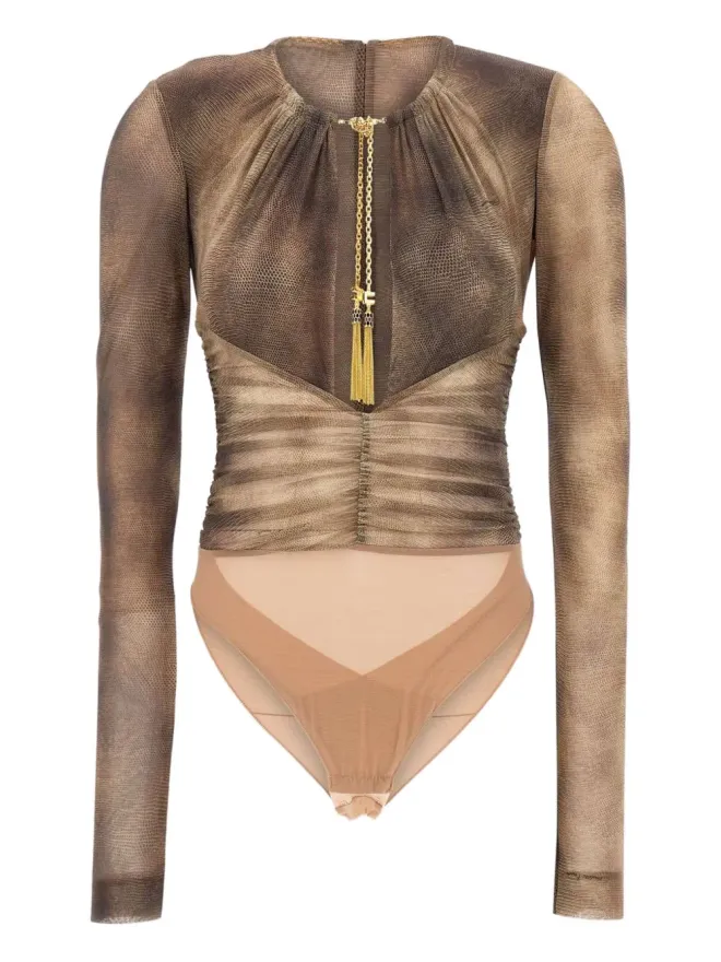 Elisabetta Franchi Elisabetta Franchi 蛇柄プリントのギャザー入りボディスーツの商品画像