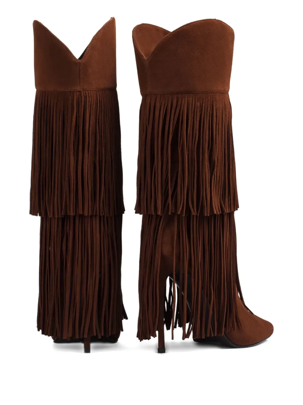 Le Silla 120mm Andy fringe boots - Brown - 画像3
