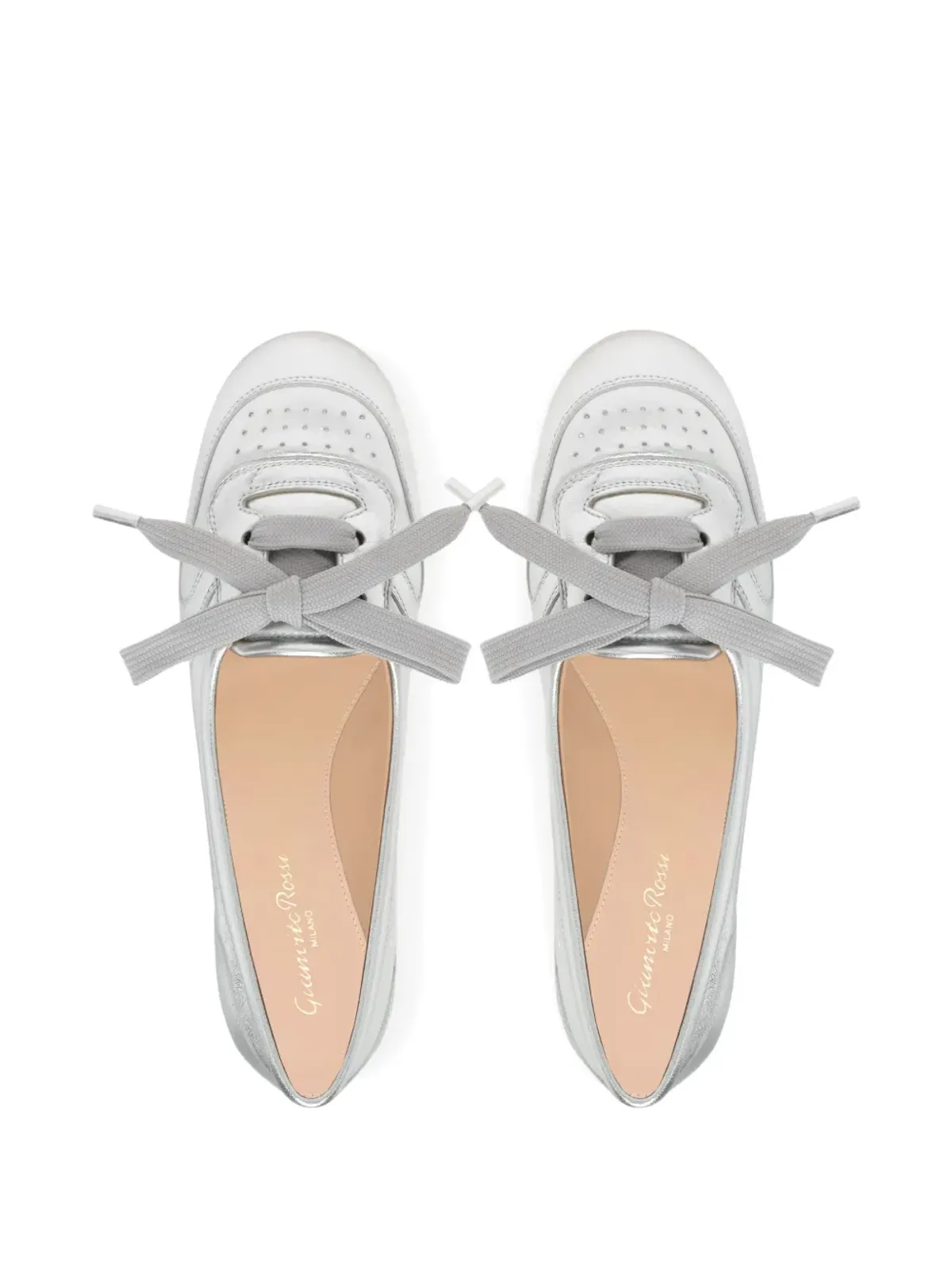 Gianvito Rossi レースアップパンチング バレエフラット - 画像3
