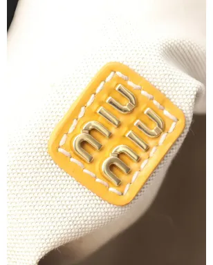 Miu Miu Pre-Owned ロゴアップリケ クロッシェニット ハンドバッグ - イエロー - サムネイル5