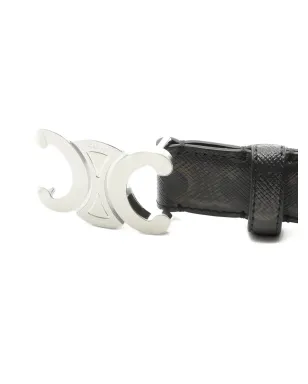 Celine Pre-Owned 20s Triompheバックル レザーベルト ブラック - サムネイル4