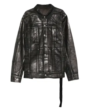 Rick Owens DRKSHDW ジャンボ メタリック風デニムジャケット - ブラック - サムネイル1