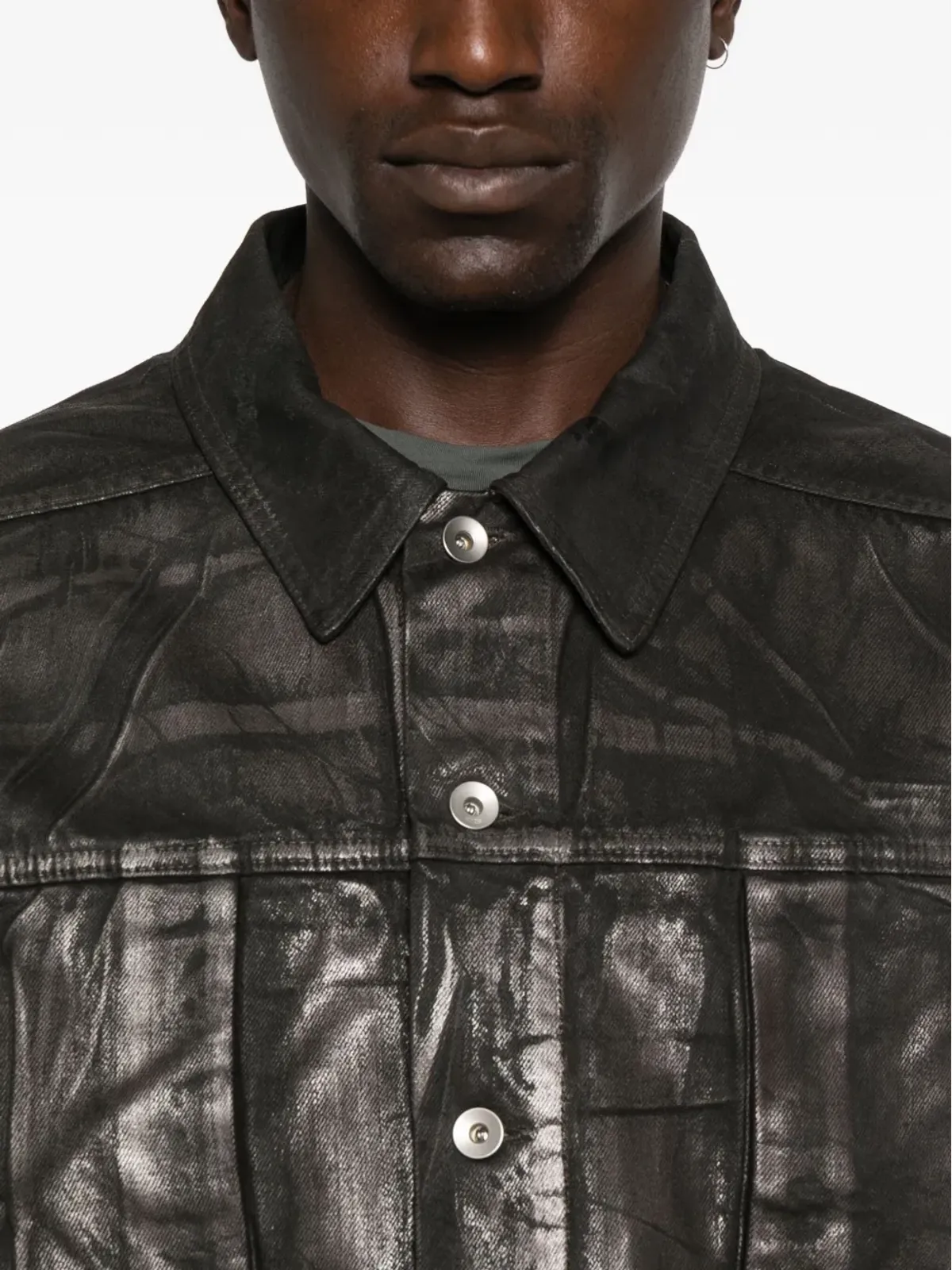 Rick Owens DRKSHDW ジャンボ メタリック風デニムジャケット - ブラック - 画像5
