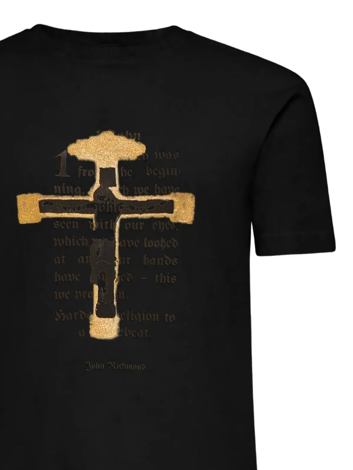John Richmond クロスグラフィックTシャツ ブラック - 画像3