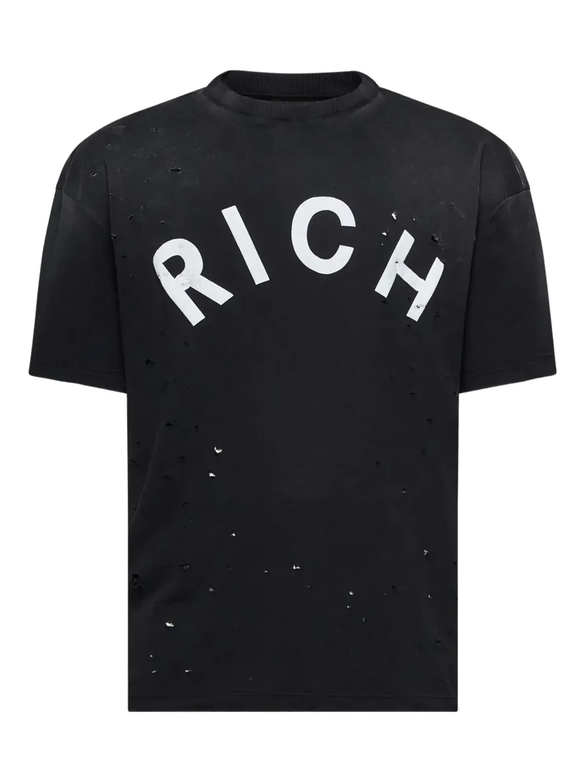John Richmond プリントロゴ入り ダメージ加工Tシャツ - 画像1
