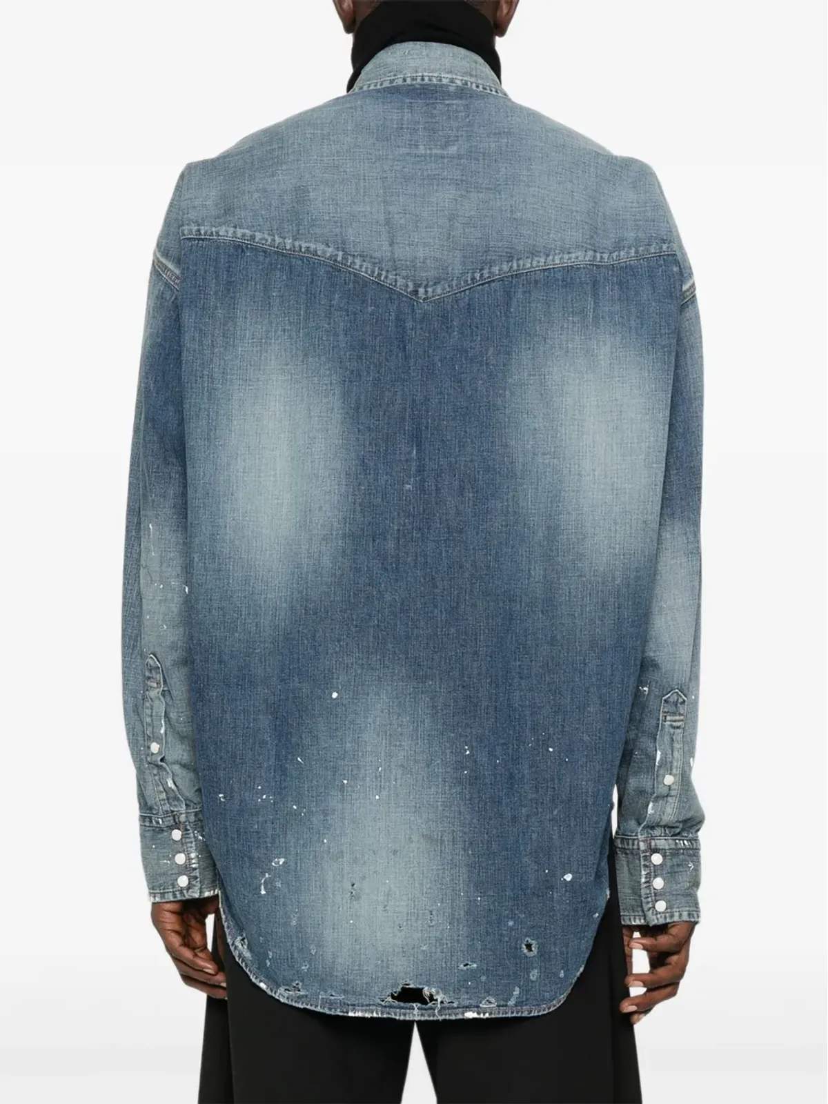 Maison MIHARA YASUHIRO ペイントスプラッター パッチワーク デニムシャツ - 画像4