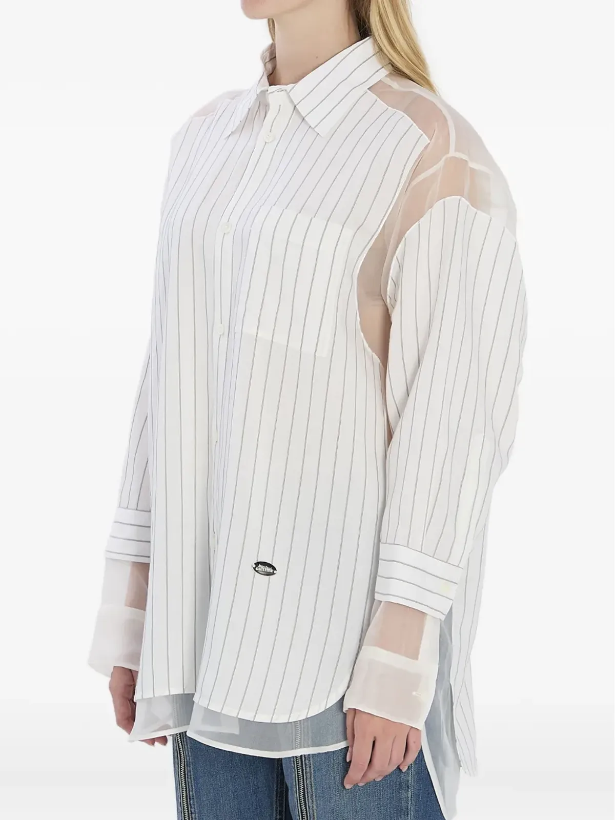 Jean Paul Gaultier ストライプ柄シアーパネルシャツ - 画像2