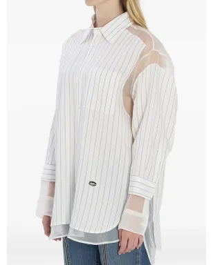 Jean Paul Gaultier ストライプ柄シアーパネルシャツ - サムネイル2