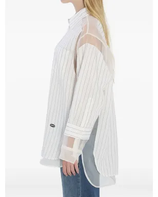 Jean Paul Gaultier ストライプ柄シアーパネルシャツ - サムネイル3