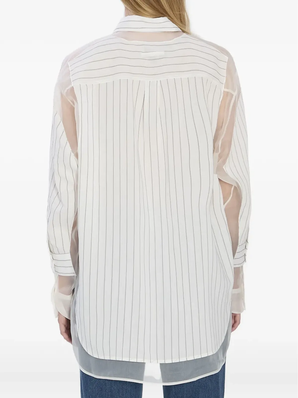 Jean Paul Gaultier ストライプ柄シアーパネルシャツ - 画像4