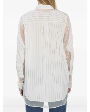 Jean Paul Gaultier ストライプ柄シアーパネルシャツ - サムネイル4