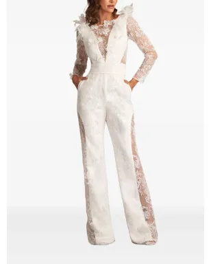 Tadashi Shoji フローラルレースのフリルジャンプスーツ - サムネイル2
