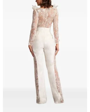 Tadashi Shoji フローラルレースのフリルジャンプスーツ - サムネイル3