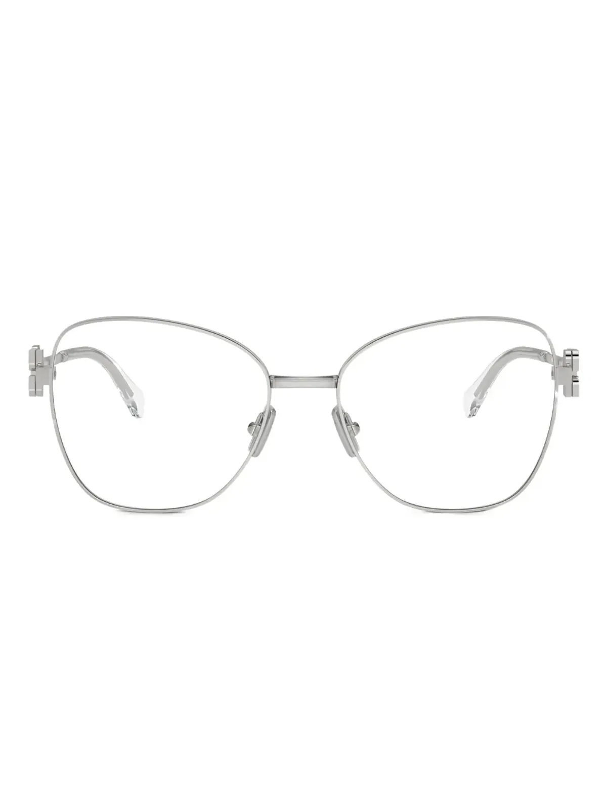 Miu Miu Eyewear cat-eye frame temple-detail glasses - Silver - 画像1