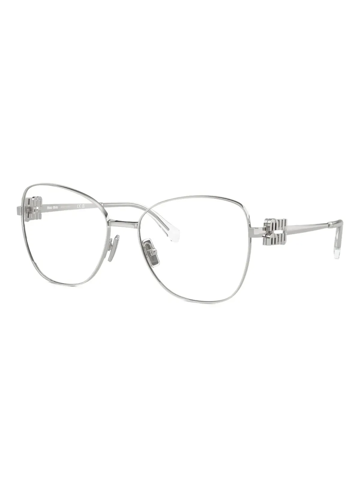 Miu Miu Eyewear cat-eye frame temple-detail glasses - Silver - 画像2