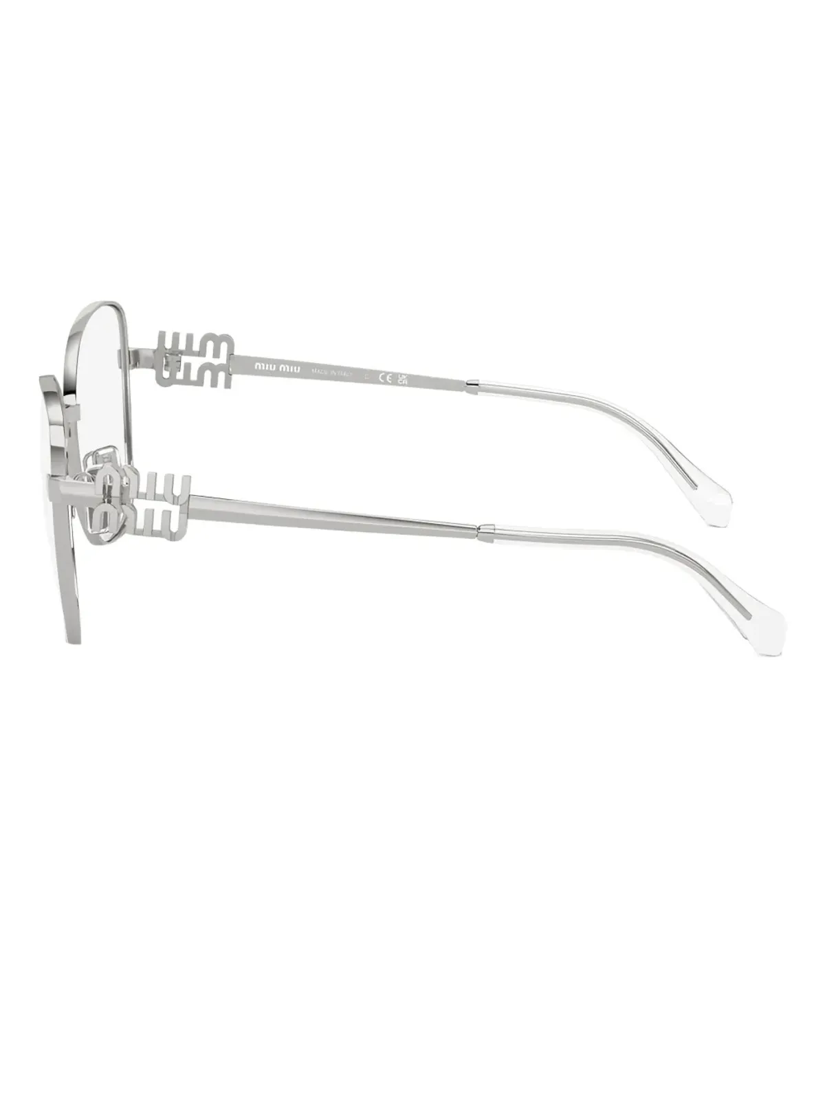 Miu Miu Eyewear cat-eye frame temple-detail glasses - Silver - 画像4