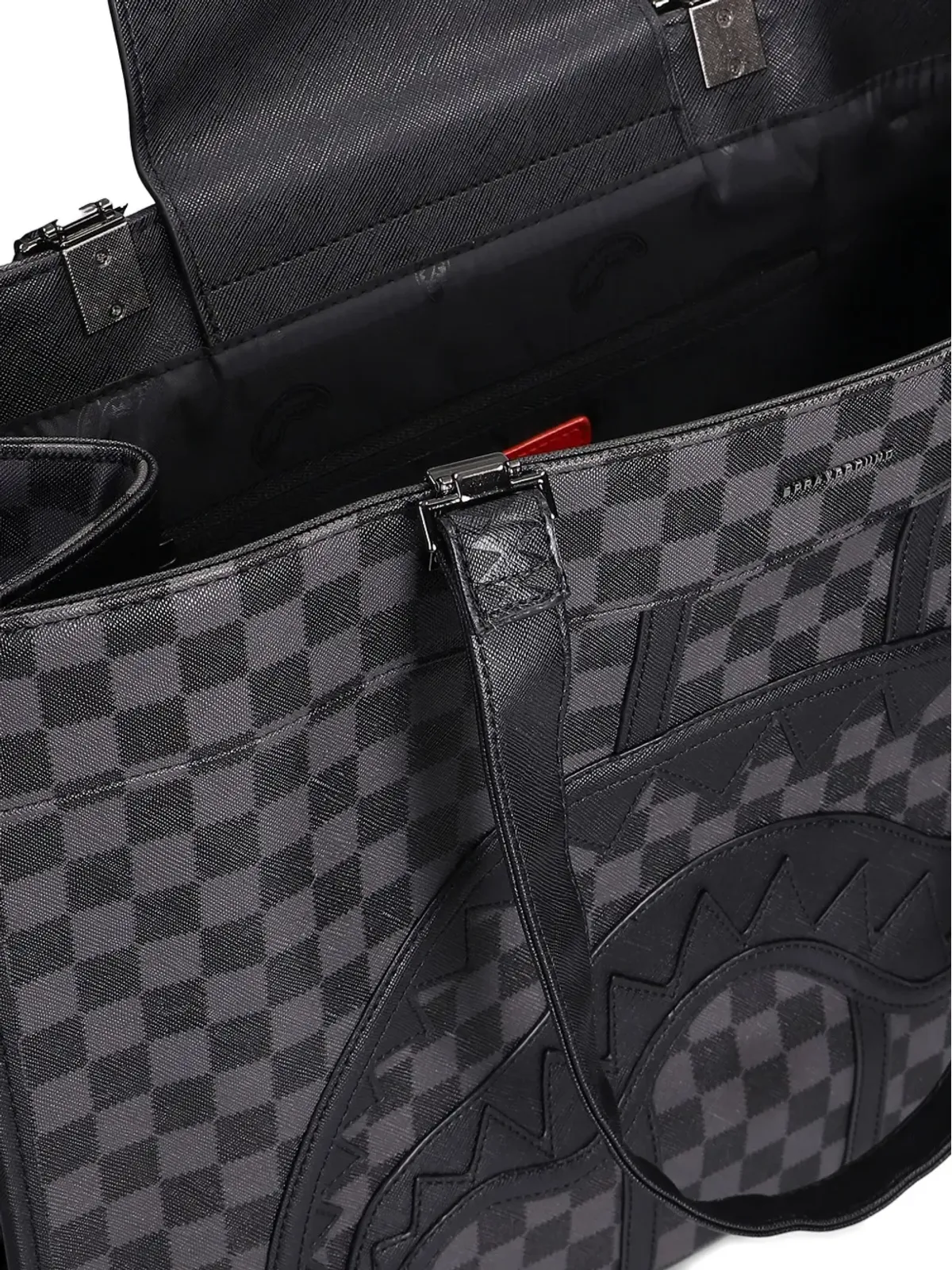 Sprayground グレーチェック柄トートバッグ - 画像4