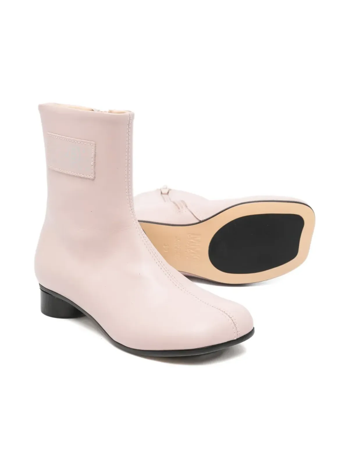 MM6 Maison Margiela Kids Tabi レザー アンクルブーツ - ピンク - 画像2