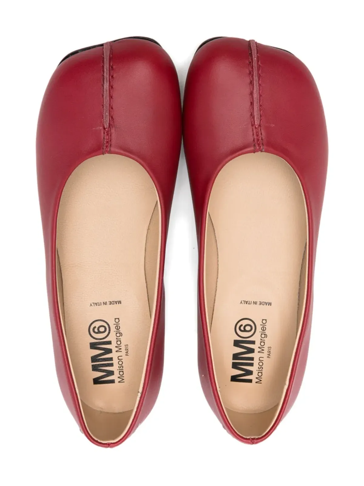 MM6 Maison Margiela Kids ステッチドレザー バレリーナ - 画像3
