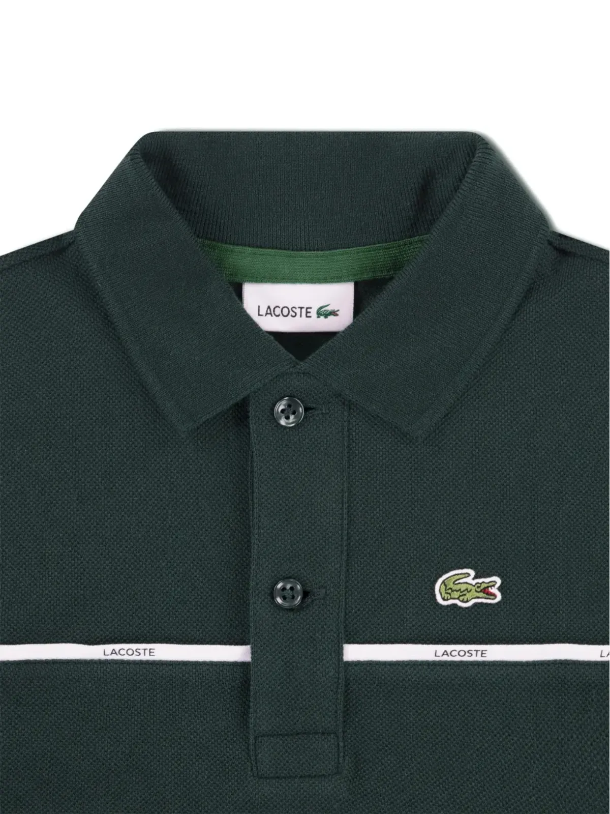 Lacoste Kids 緑のストライプポロシャツ - 画像4