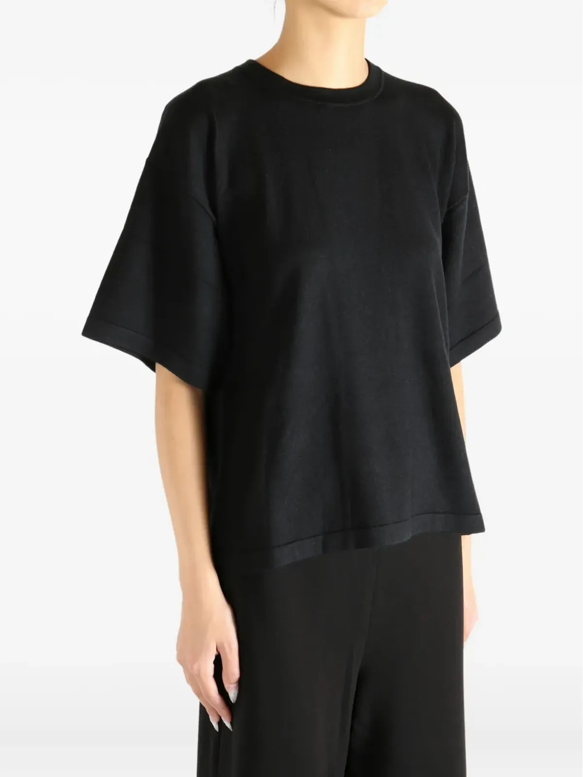 ATELIER NEW YORK シルク混紡 Tシャツ - ブラック - 画像4