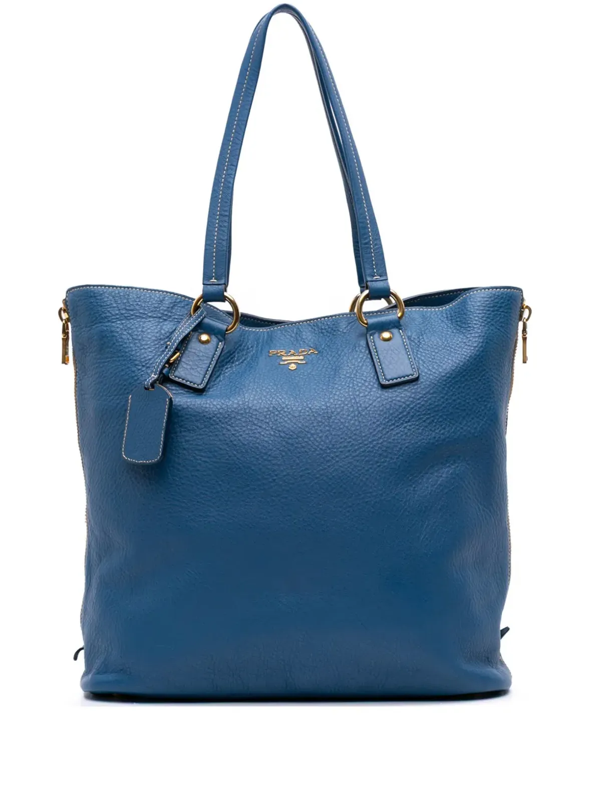 Prada Pre-Owned ヴィテロ ダイノ サイドジップ ショッパー トートバッグ - ブルー - 画像1