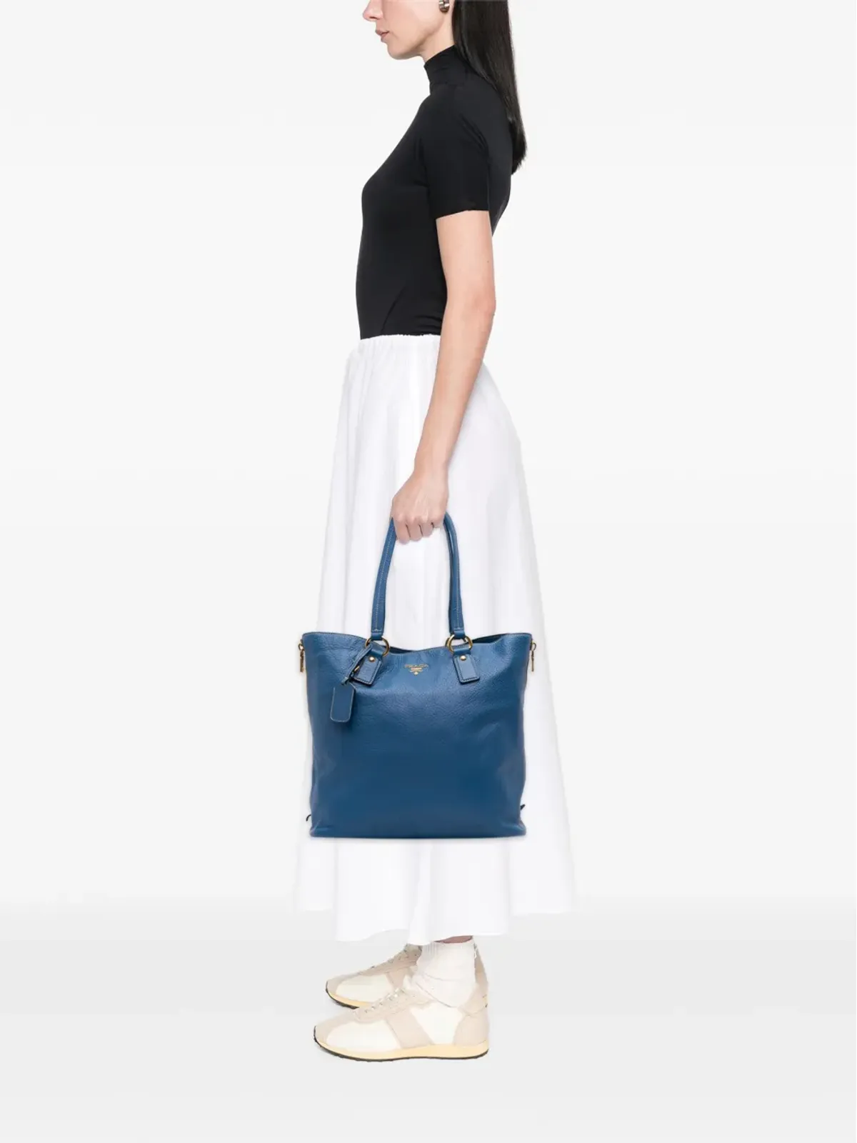 Prada Pre-Owned ヴィテロ ダイノ サイドジップ ショッパー トートバッグ - ブルー - 画像2