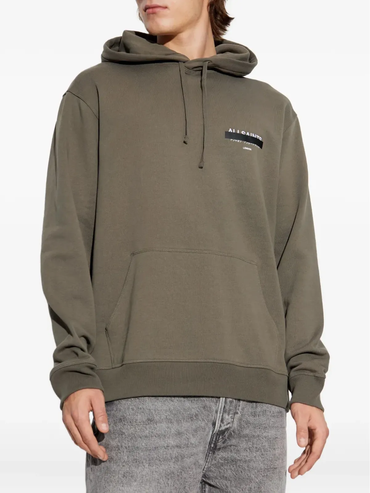 AllSaints レダクト フード付きセーター グリーン - 画像3