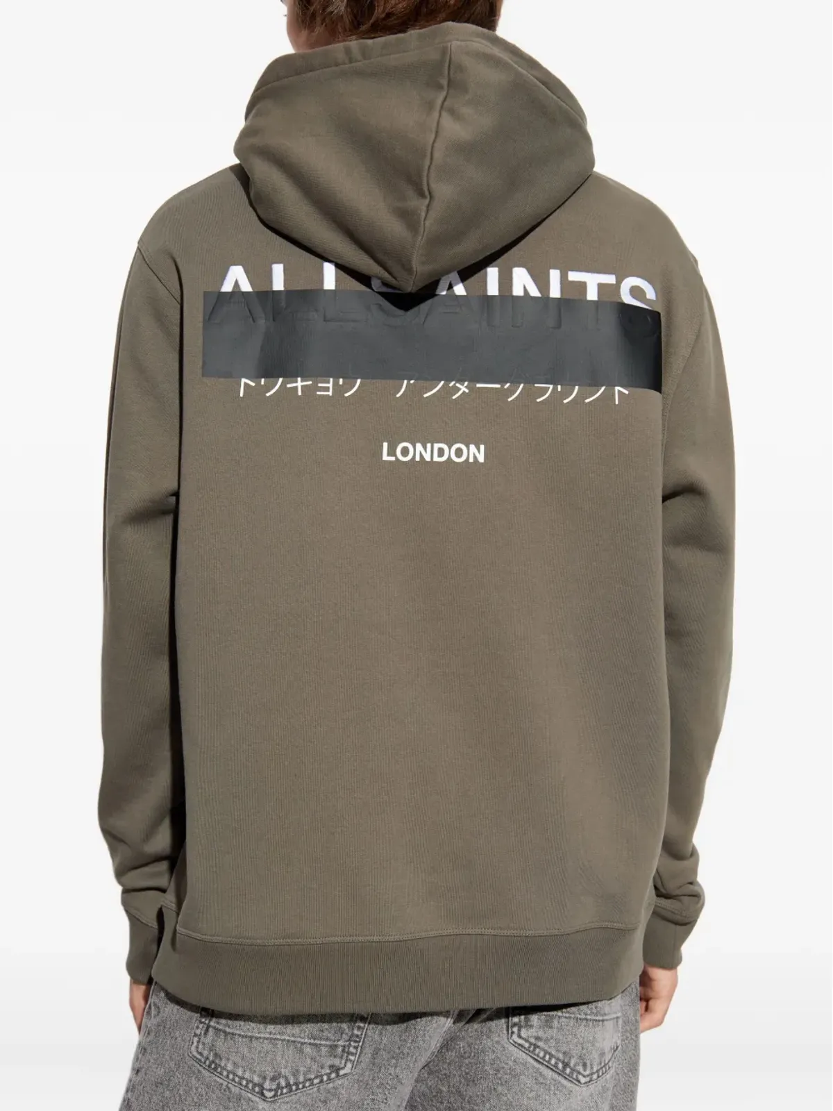 AllSaints レダクト フード付きセーター グリーン - 画像4
