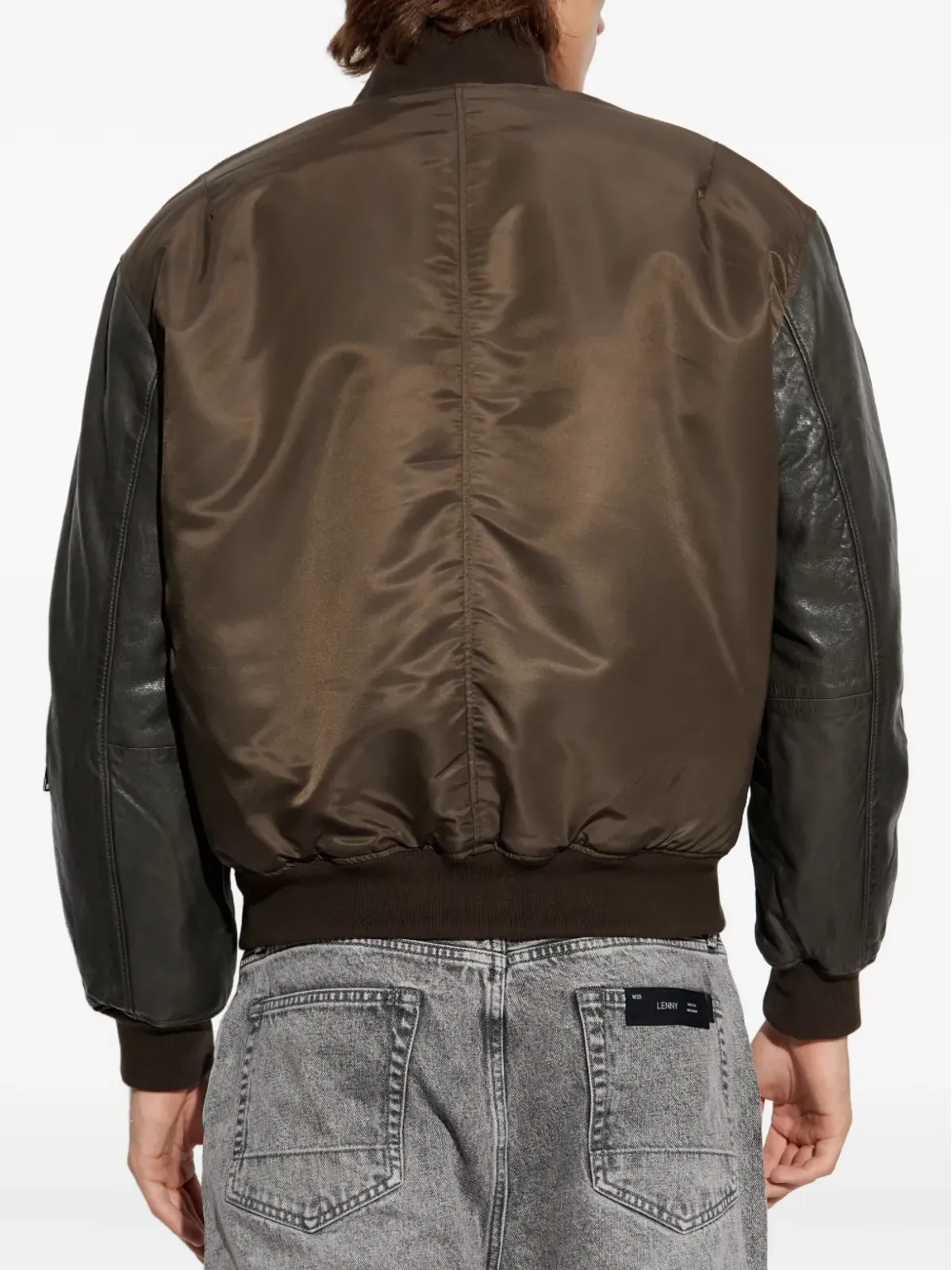 AllSaints Myler レザー袖ボンバージャケット - 画像4