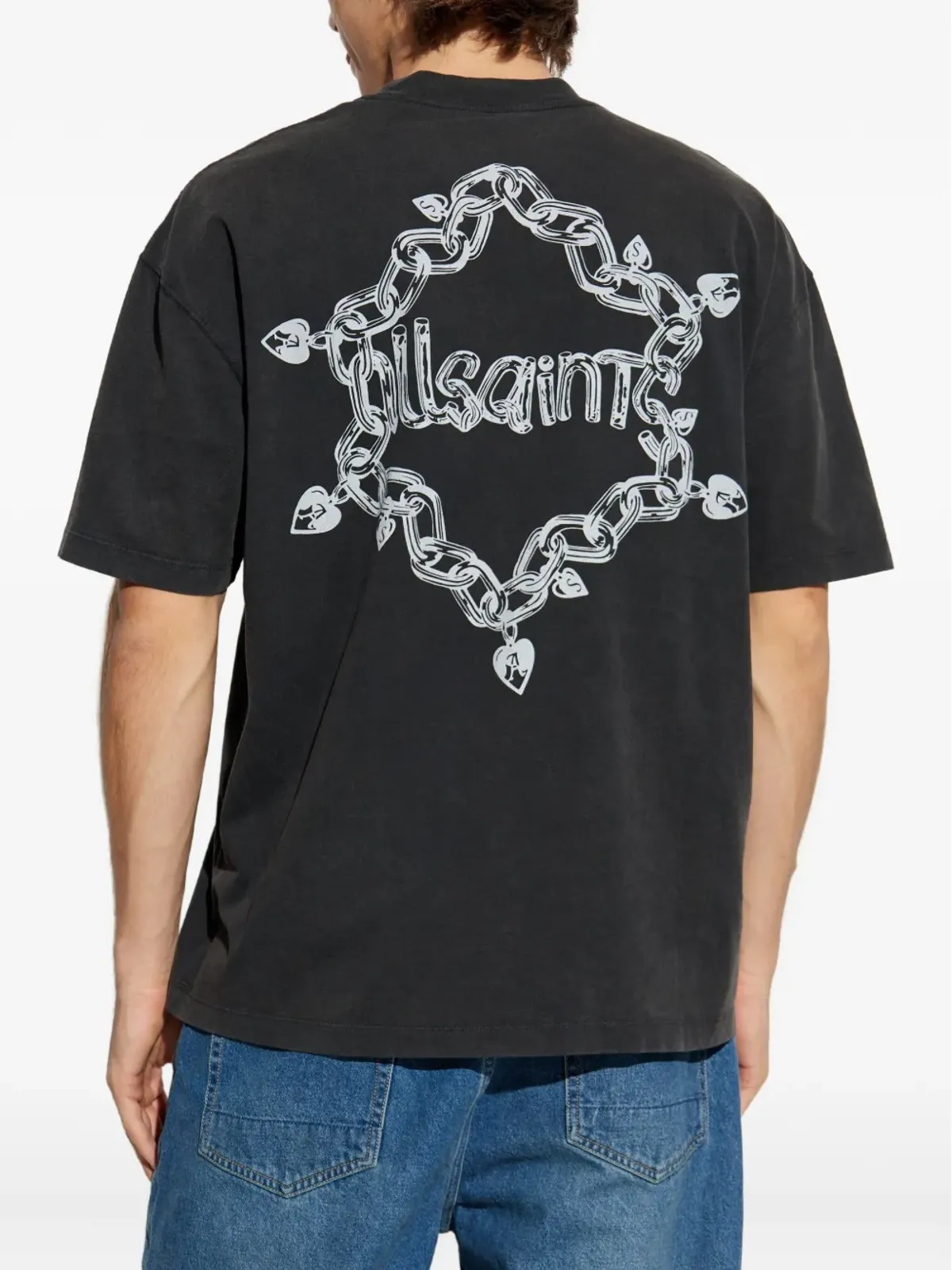 AllSaints ドリップチェーンプリントTシャツ（ブラック） - 画像4