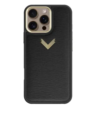 VELANTE レザー ロゴプレート iPhone 16 Pro Max ケース - ブラック - サムネイル1