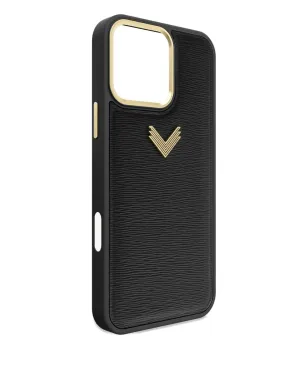 VELANTE レザー ロゴプレート iPhone 16 Pro Max ケース - ブラック - サムネイル4