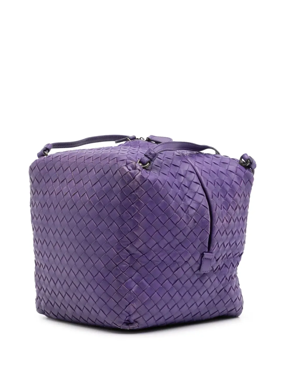 Bottega Veneta ビンテージ ナッパ・イントレチャート キューブ・クロスボディバッグ - パープル - 画像3
