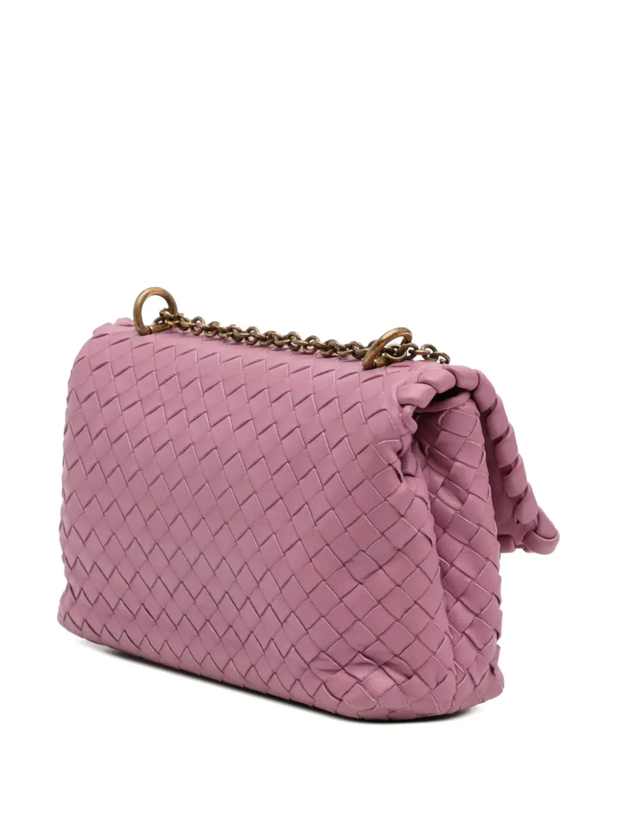 Bottega Veneta ビンテージ Baby Nappa Intrecciato Olimpia クロスボディバッグ（ピンク） - 画像3