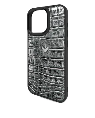 VELANTE クロコダイルテクスチャ iPhone 16 Pro Max ケース - ブラック - サムネイル3