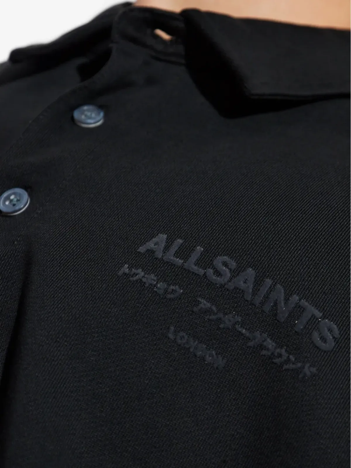 AllSaints XANDER 襟付きポロシャツ - ブラック - 画像5