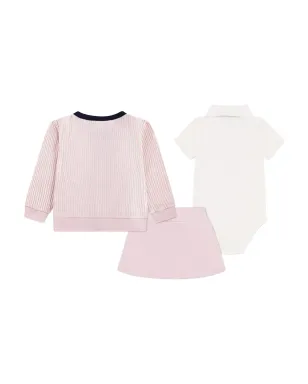Lacoste Kids ボタン付きリブニットスカートセット - サムネイル2