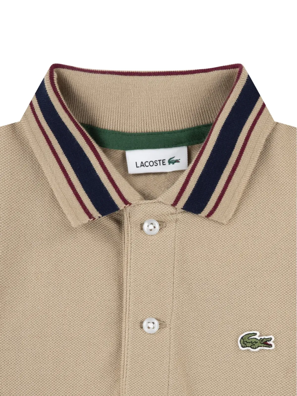 Lacoste Kids ストライプ襟付きピケポロシャツ - 画像4