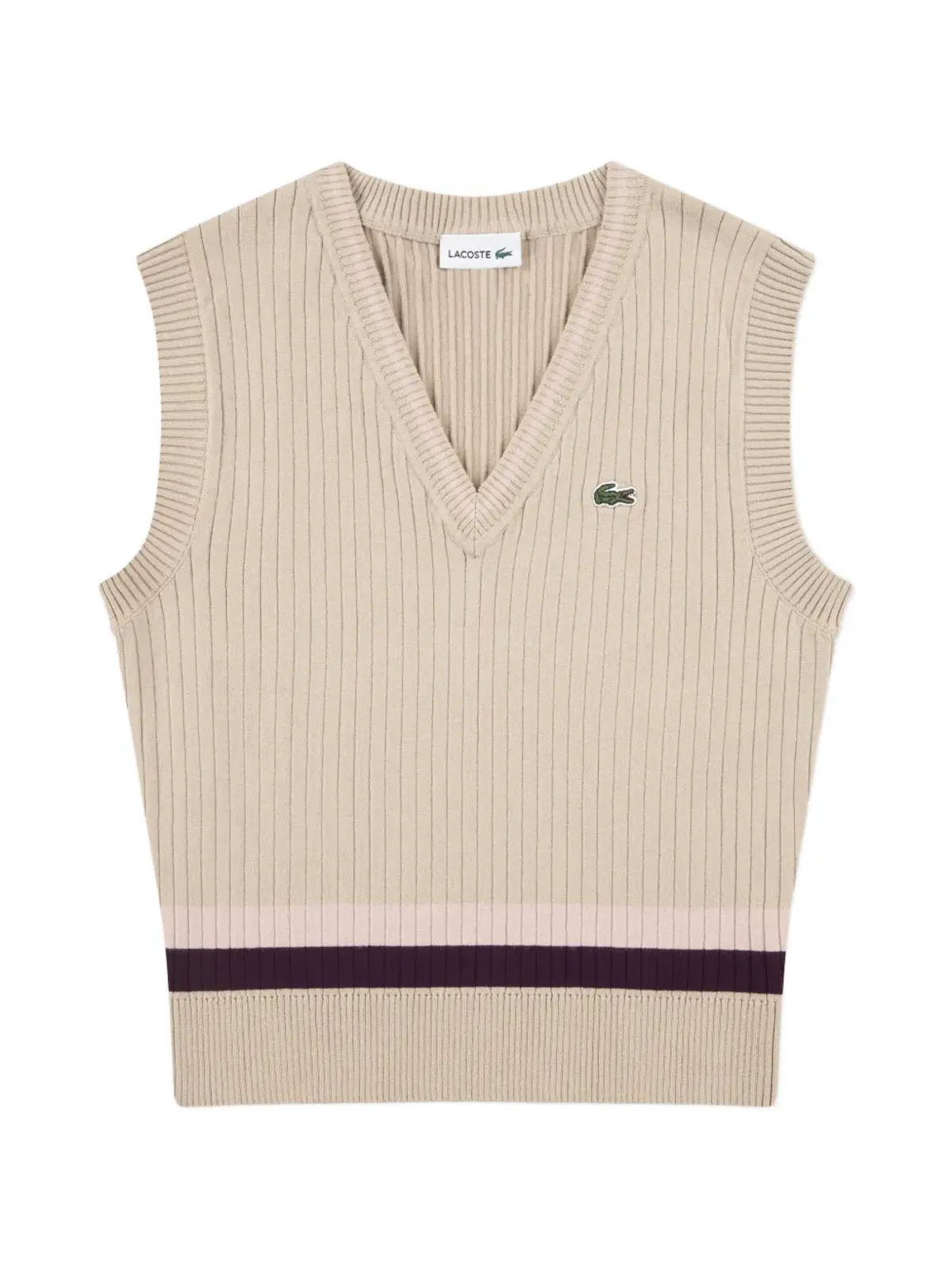 Lacoste Kids Vネックストライプトップ - 画像1