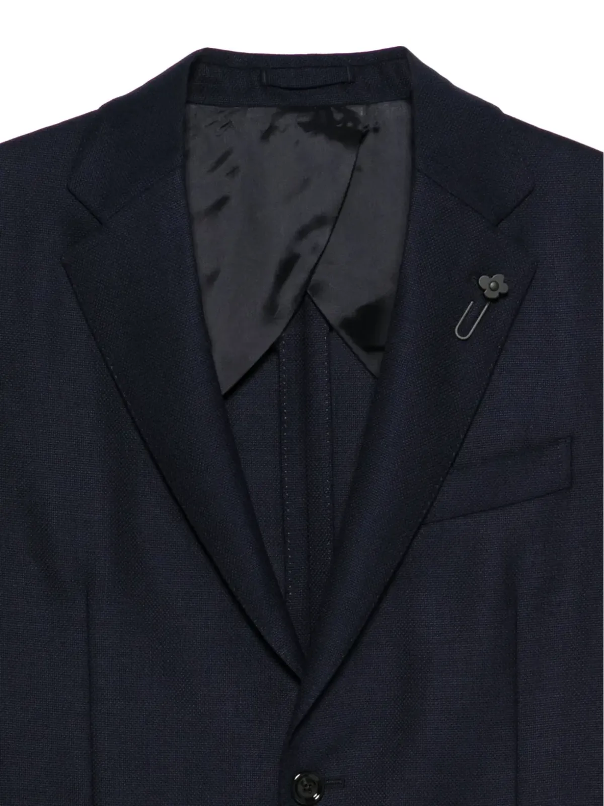 Lardini バージンウール ネイビーのシングルブレストブレザー - 画像3