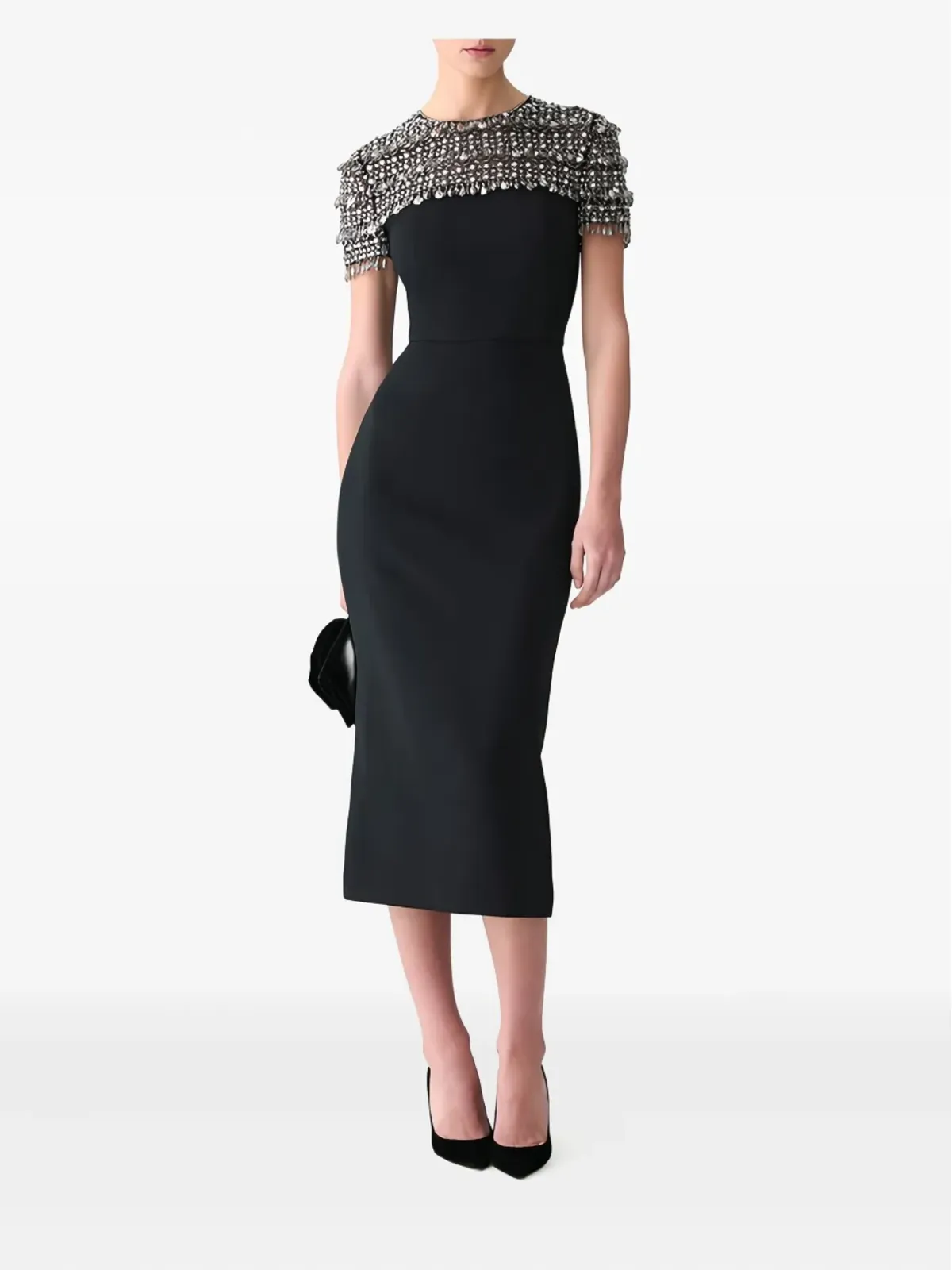 Carolina Herrera ブラックのビジュー付きドレス - 画像1