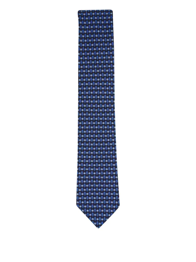 ZEGNA Zegna 葉柄プリント ネクタイ（ブルー）の商品画像