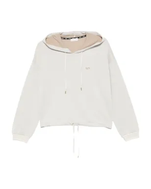 LIU JO ロゴプレート付きドローストリングフードパーカー - Neutrals - サムネイル1
